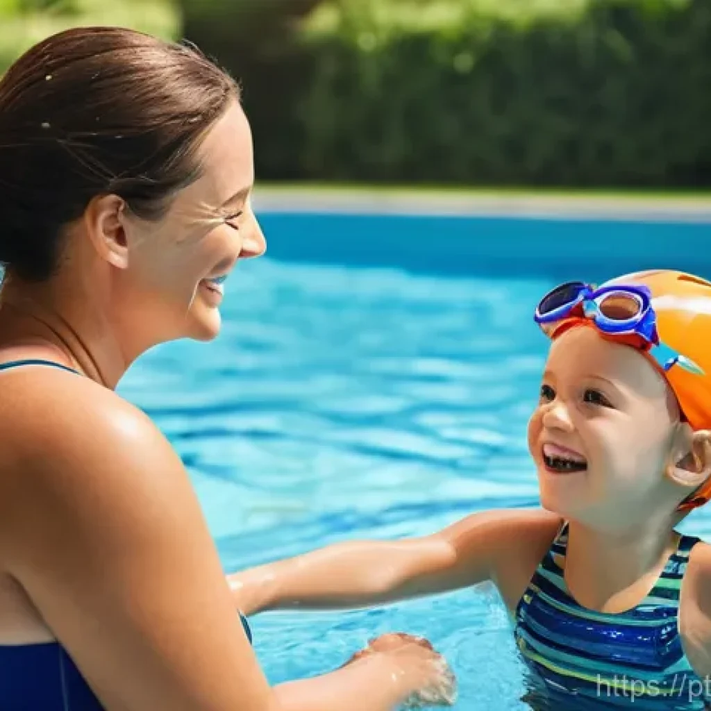 수영강사 진로 탐색 가이드 - **Prompt:** A warm and encouraging female swimming instructor, in her late 20s to early 30s, wearing...